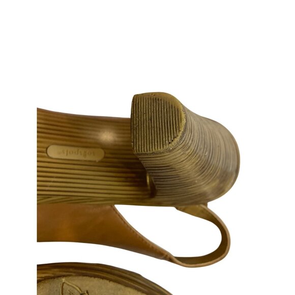 Sandals Heels Leather Slingback 3” Wedge Block Style Women’s Size 7.5W Brown - Picture 5 of 9